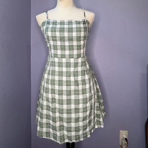 Green Plaid Skater Dress